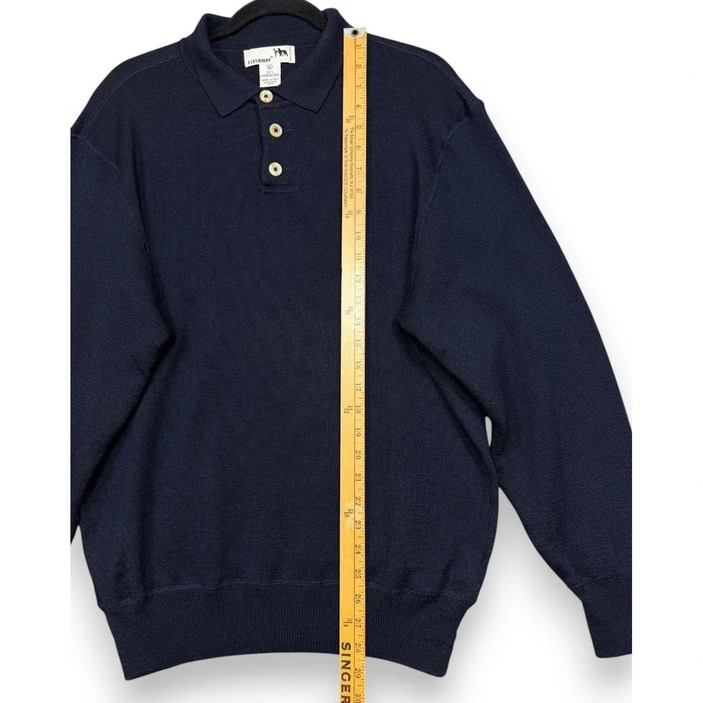 I Levrieri Polo Sweater Mens XL Navy Blue Merino Wool Long Sleeve Made in Italy